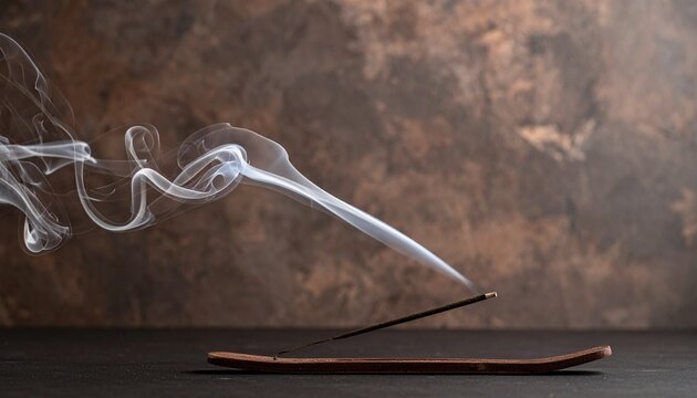 Incense smoke wisp for spa wellness. Zen meditation background with aromatic smoke trail.