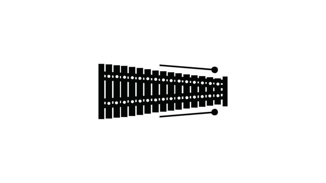 A minimalist black xylophone icon with two mallets set