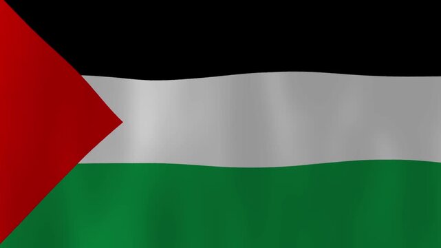 Realistic Palestine flag waving full screen animation loop, Palestinian national symbol and Middle East background
