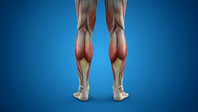 Human lower leg posterior muscle anatomy 3D medical illustration isolated