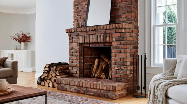 A well-maintained residential fireplace prepared for autumn and winter use, emphasizing seasonal chimney and fireplace inspections before colder weather arrives.