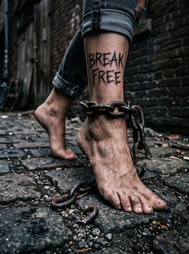 Macro photo of woman's ankle with broken chain showing woman's features showing delicate skin pores natural beauty details and high-resolution skin texture with professional studio lighting