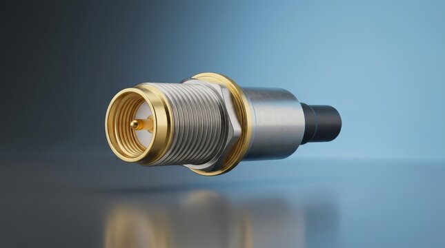 SMA connector 3D render compact radio frequency interface for wireless communication equipment antennas and electronic systems