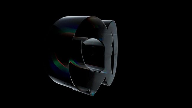 Abstract dark reflective object with vibrant colorful light reflections and chromatic aberration