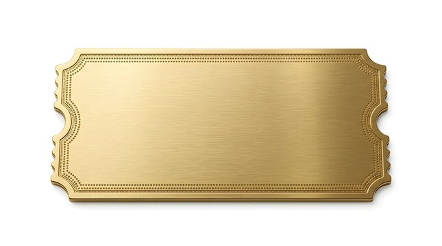 Shiny elegant gold plaque or blank bronze award plate isolated on a white background.