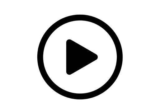 Black play button icon with a triangle inside a circle for media player interface isolated on transparent background