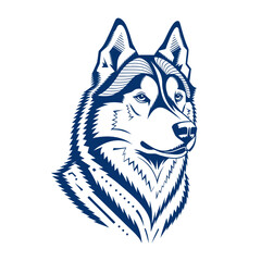 Stylized Siberian husky dog head illustration © Hafiz