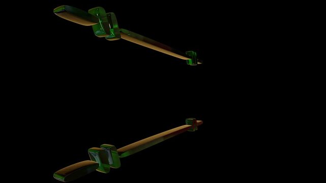 Two futuristic border shape with glowing green blades isolated on a clean black background design