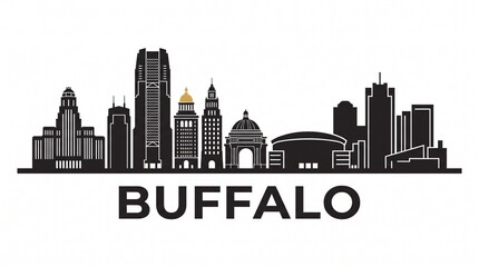 Fototapeta premium Buffalo new york skyline silhouette with city name text