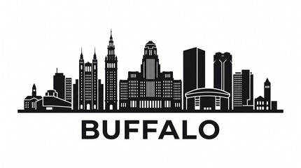 Obraz premium Buffalo new york skyline silhouette with city name text