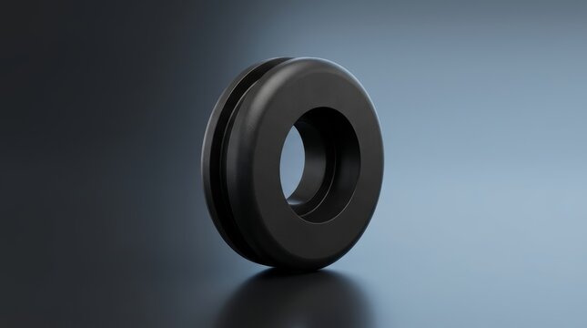 Rubber grommet 3D render protective wire insulation component for cable routing vibration reduction and enclosure openings