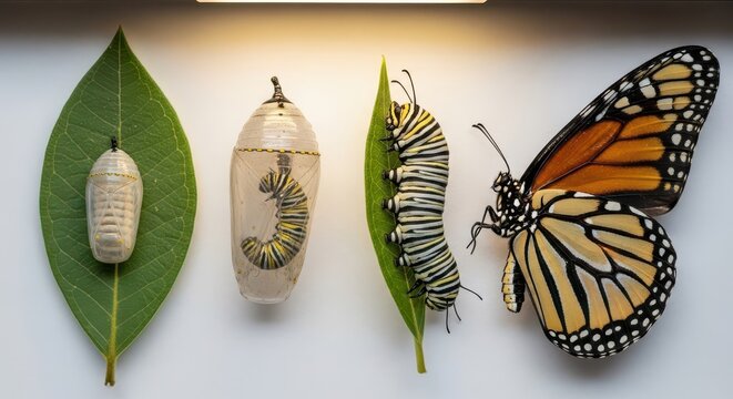 Monarch Butterfly Life Cycle Stages Display