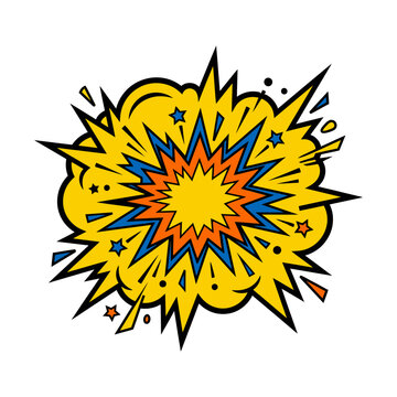 Explosion Burst Comic Book Style Yellow Blue Orange Stars Dots