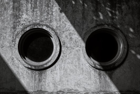 Monochrome Industrial Texture with Circular Vent Holes