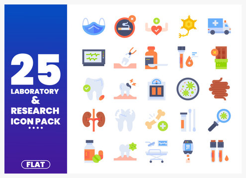 flat icons for laboratory and research in a modern style.