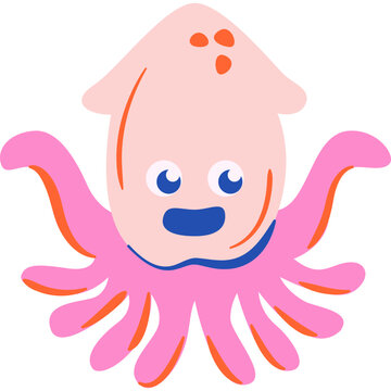 Cute Flat Squid Ocean Animal Clip Art