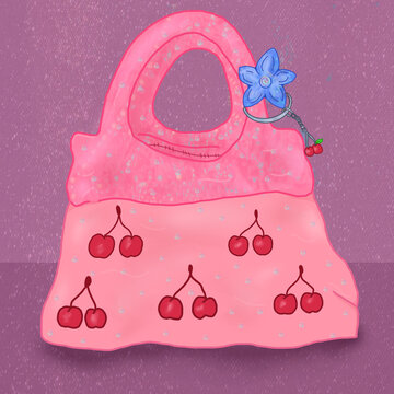 Rosa Handtasche y2k mit glitzer Hintergrund
