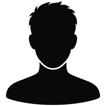 Silhouette of a man with short hair on a transparent background