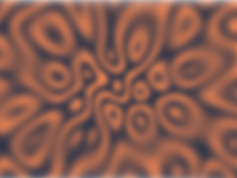 Abstract organic shapes in orange and dark blue blurred background texture