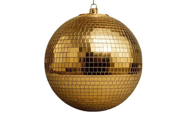Fototapeta premium Golden disco ball reflecting light creating festive atmosphere for party, celebration, and nightlife events