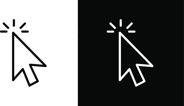 Cursor icon featuring editable line stroke logo design for mouse pointer, user interface, web navigation, and vector illustration.