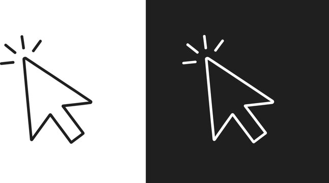 Cursor icon featuring editable line stroke logo design for mouse pointer, user interface, web navigation, and vector illustration.