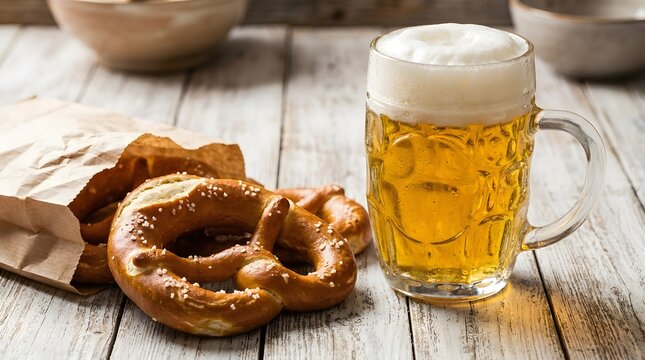 Classic bavarian beer and pretzels a refreshing pairing for pubs restaurants and food photography