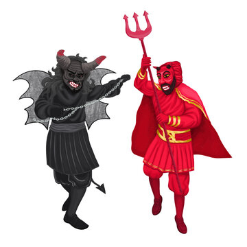 Several characters from the traditional dance "Los Diablos" of Masaya, Nicaragua.