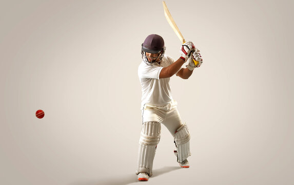 Cricketer,batsman hitting a shot. 