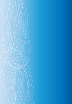 Abstract blue gradient background with wavy lines.
