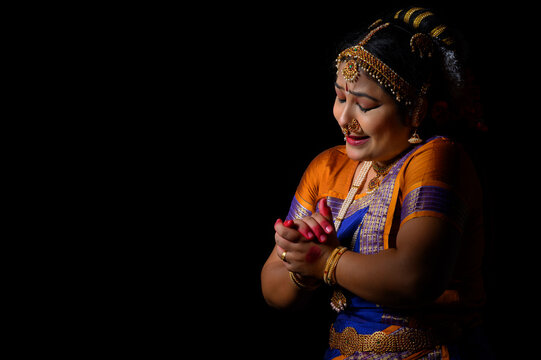 Kuchipudi dancer showing Karuna rasa in her performance