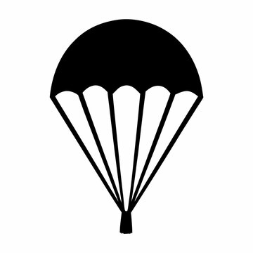 Black parachute with suspension lines - Minimalist vector illustration of a black parachute fully open with attached suspension lines ready for deployment