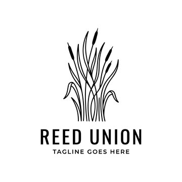 Linear illustration of swamp reeds symbolizing growth, environment, and natural sustainability.