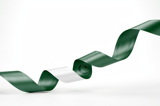 Algeria flag waving ribbon isolated on white background