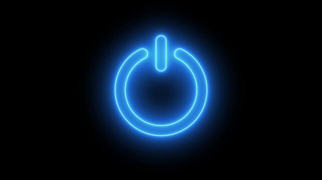 Simple neon power off / on button icon animation.