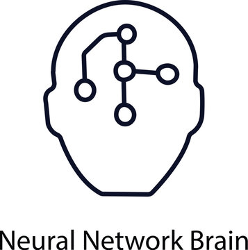Handmade Artificial Intelligence Head Icon, Neural Network Brain Symbol, AI Technology Vector Illustration