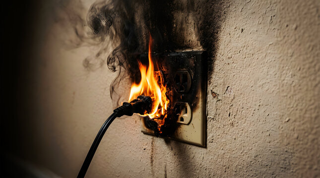Close-up of a lit matchstick casting a shadow on a rough wall flame texture