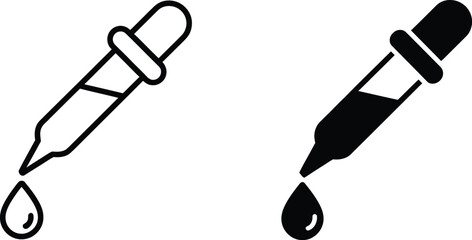 Fototapeta premium Eye dropper half icon featuring medicine dropper symbol for healthcare, pharmacy, laboratory, and editable vector illustration.