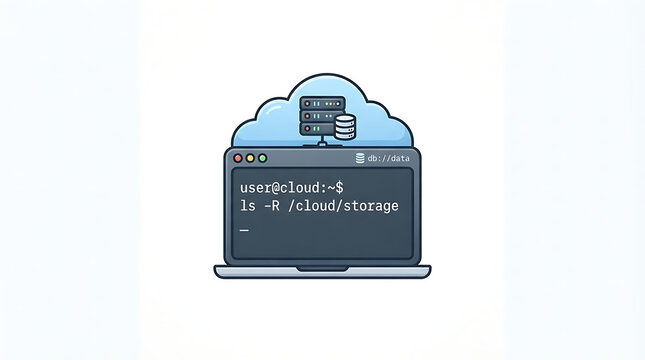 Cloud computing terminal interface icon with vector illustration laptop