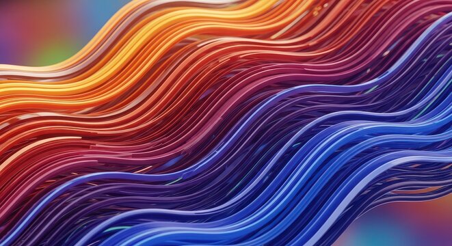 Colorful abstract wave pattern. Digital art with vibrant flowing lines. Modern design element for creative projects.