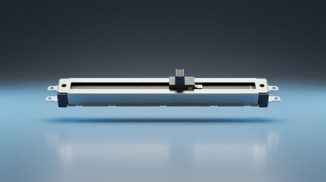 Slide potentiometer 3D render linear adjustment control component for mixing consoles electronic devices and user interface hardware