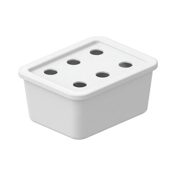Hydroponics Modern Farming Element, Isometric white plastic storage box with ventilated lid