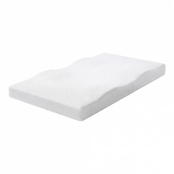 Generic white memory foam baby crib mattress pad isolated on white.