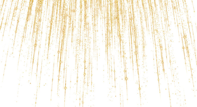 Falling gold glitter overlay PNG, sparkle light rain effect on transparent background, luxury wedding  photo overlay