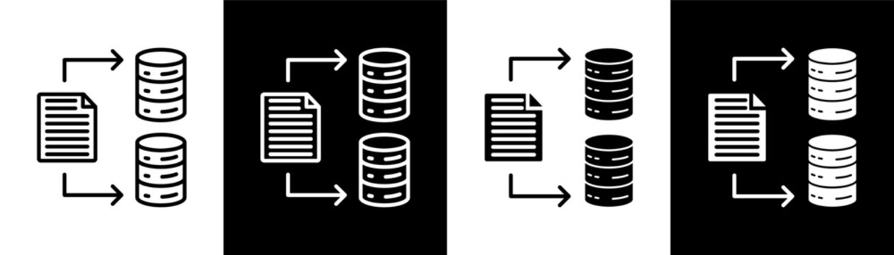 Redundancy white and black icon set design