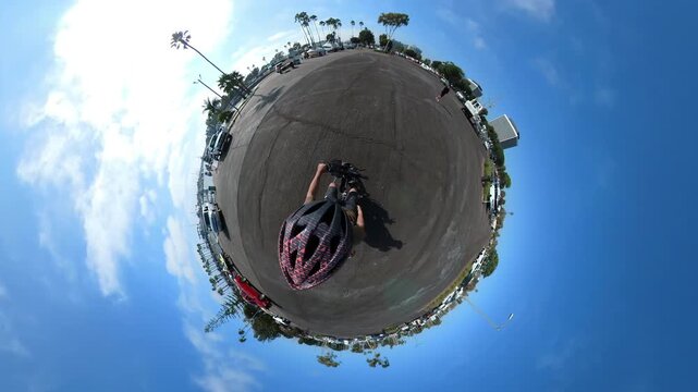 Marina Del Rey Cycling Boat Launch Tiny Planet California USA