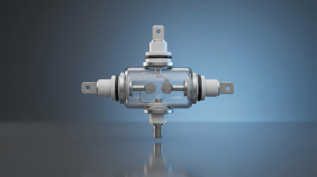 Gas discharge tube 3D render surge protection component for lightning defense communication systems and electrical infrastructure