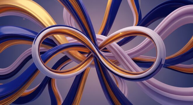 Colorful Olympic Rings symbolizing unity and sportsmanship. Abstract design with vibrant ribbons and dynamic composition.