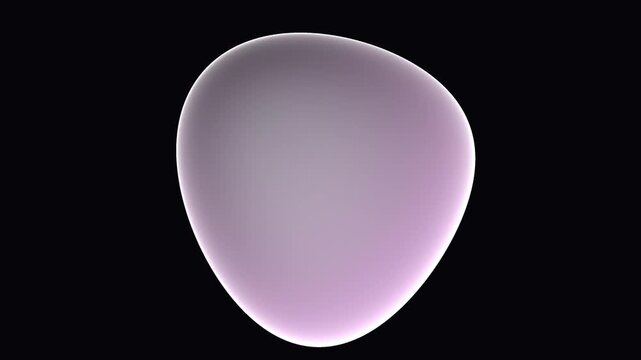 Abstract glowing oval shape animation with smooth color transition from green to purple on dark background, digital art concept, futuristic design element.