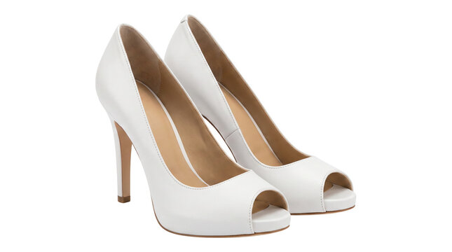 Elegant White Peep Toe High Heel Shoes